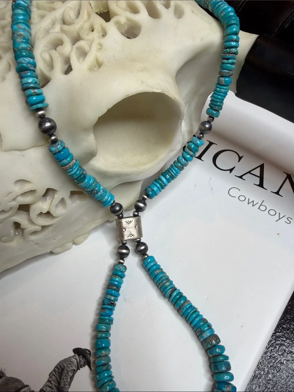 Turquoise Bead and Sterling Silver Necklace